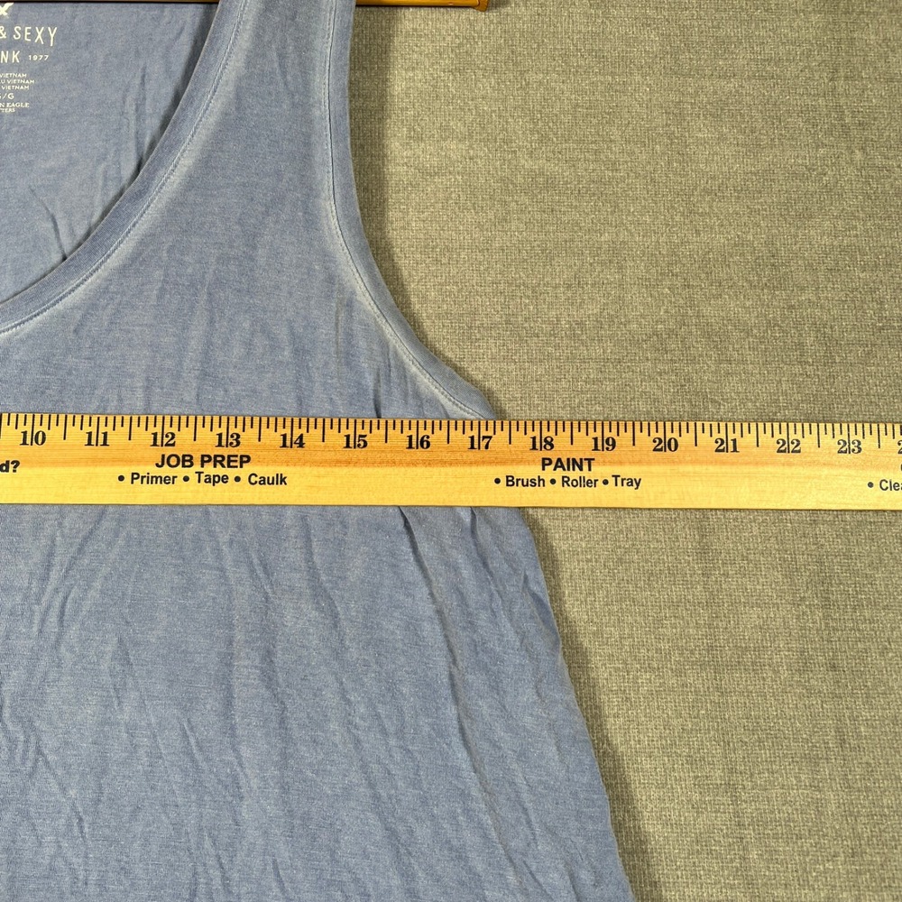 American Eagle Soft & Sexy V-Neck Tank Top Women Large Blue Viscose Blend - Picture 4 of 8
